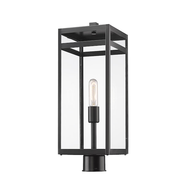 Z-Lite Nuri 1 Light Outdoor Post Mount Fixture, Black & Clear 596PHBR-BK - main